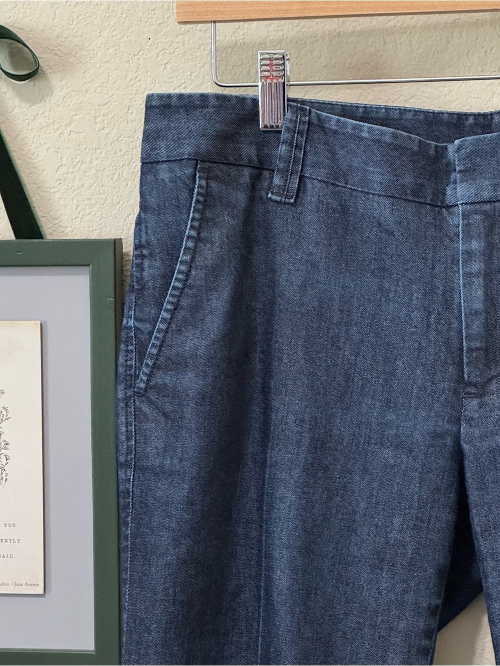 GAP | The Trouser Women's Dark Blue Denim Slacks - Classic Straight Leg Size 8 - Picture 4 of 13